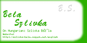 bela szlivka business card